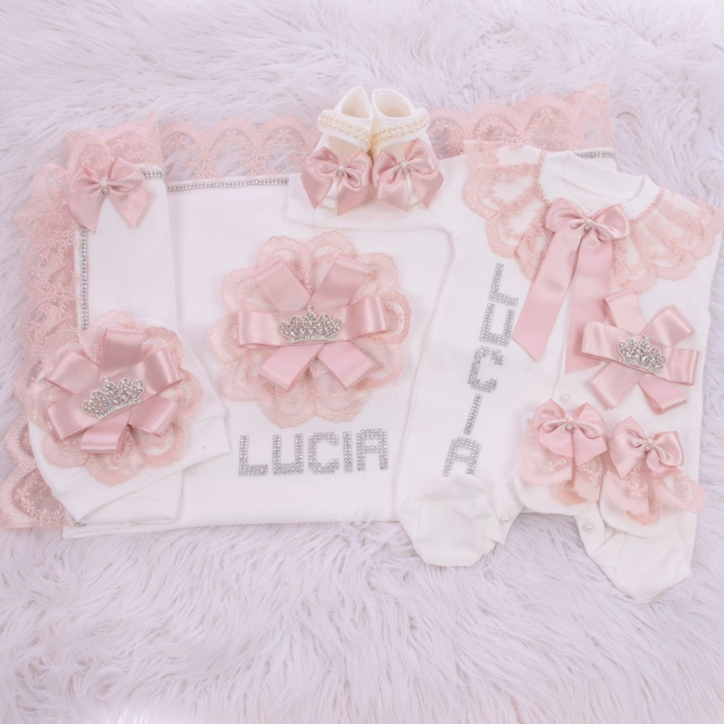 Blush Lace Elegance Newborn Set