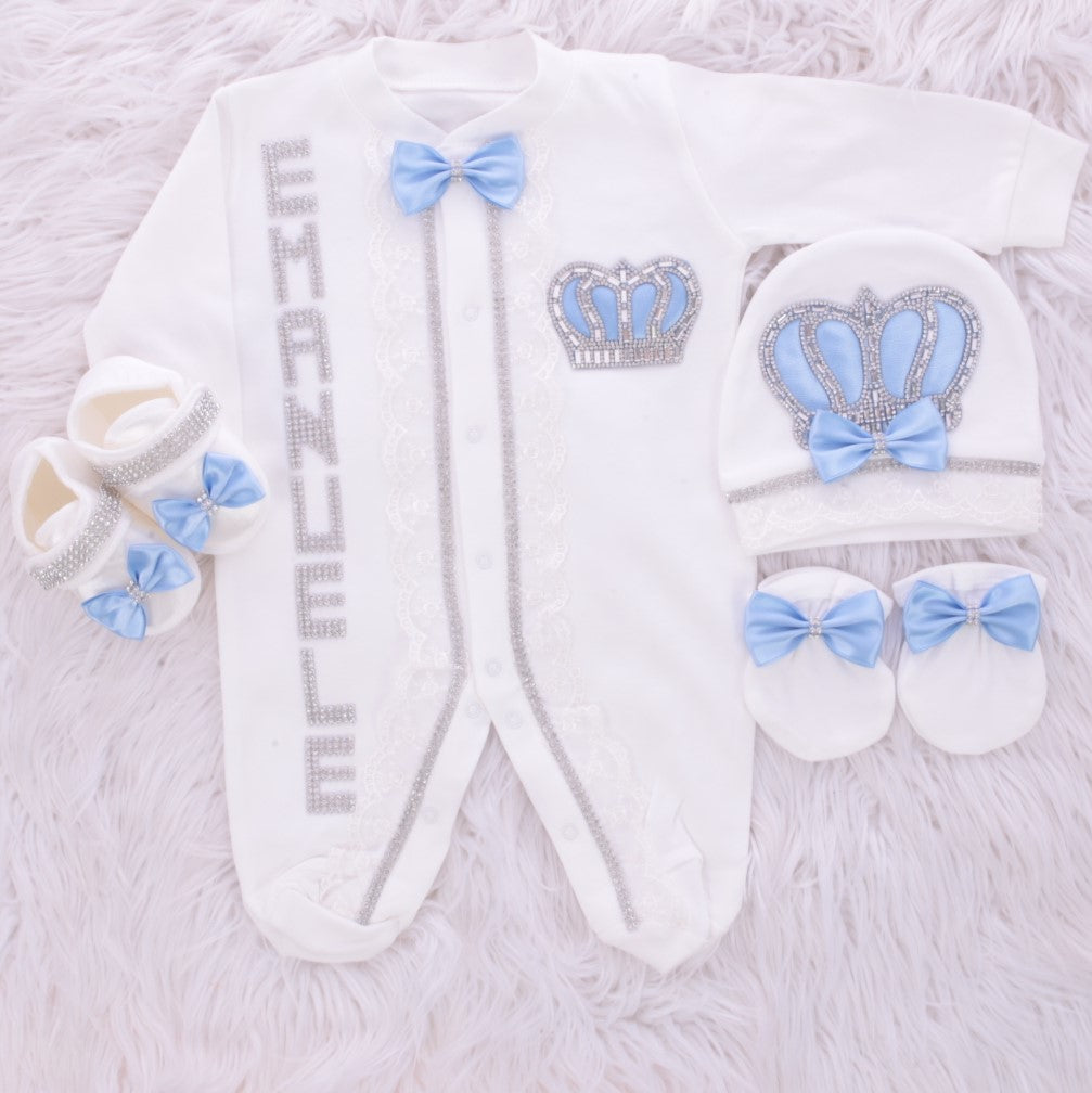 White Cloud Blue Baby Boy Set