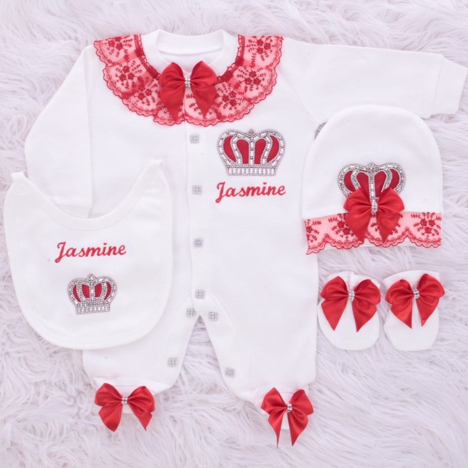 Crimson Tiara Newborn Ensemble Set