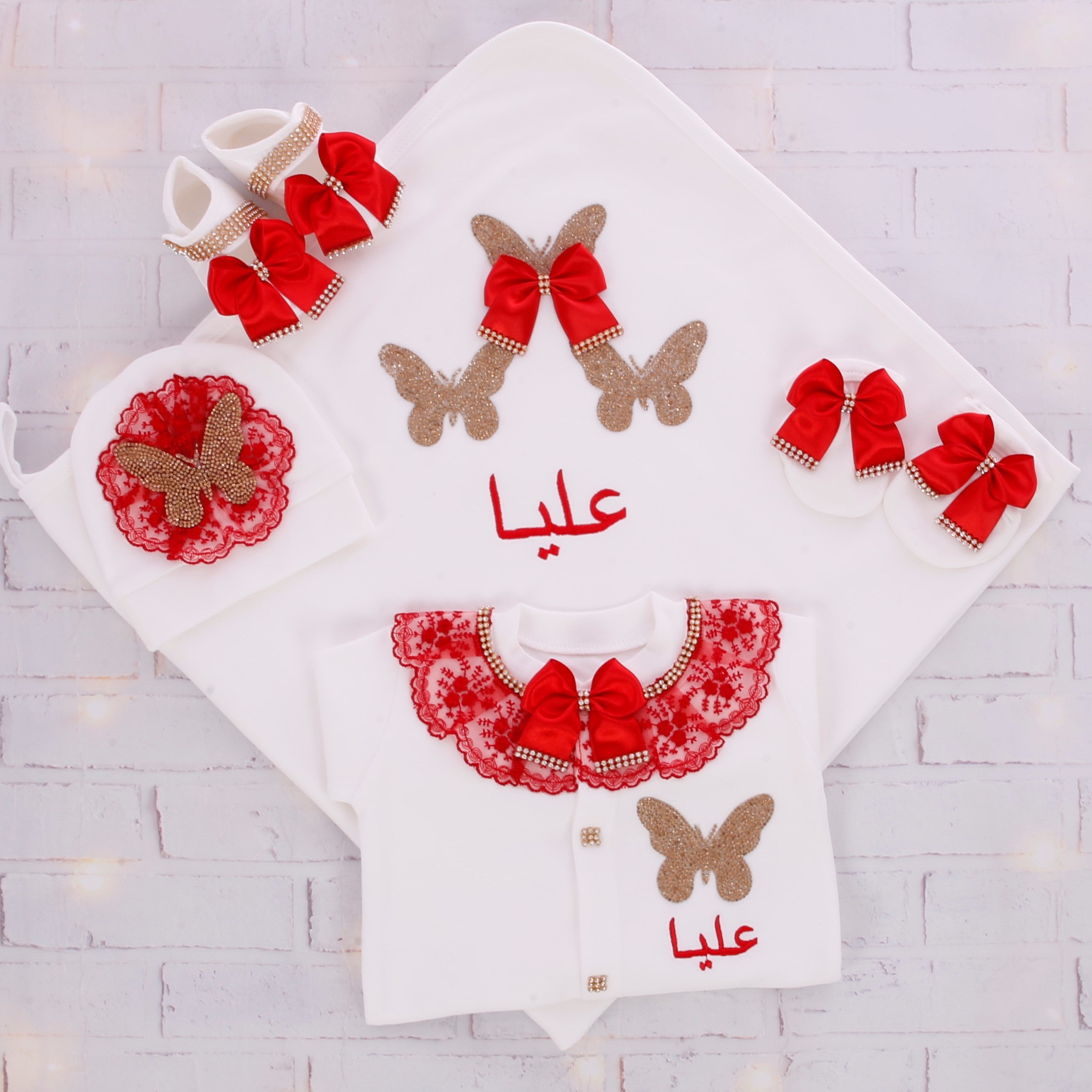 Red Bow Delight Baby Set