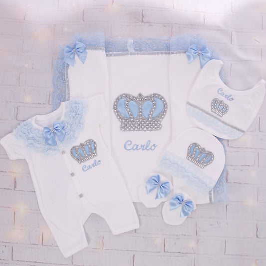 White and Blue Royalty Baby Set