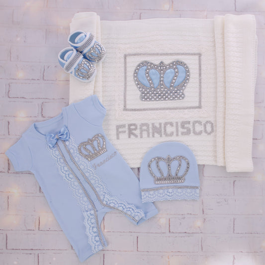 White & Blue Noble Beauty Newborn Set