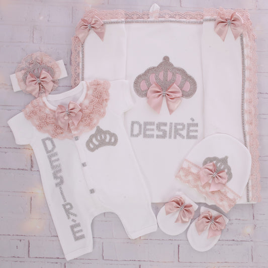 Luxury Pink Lace Baby Set