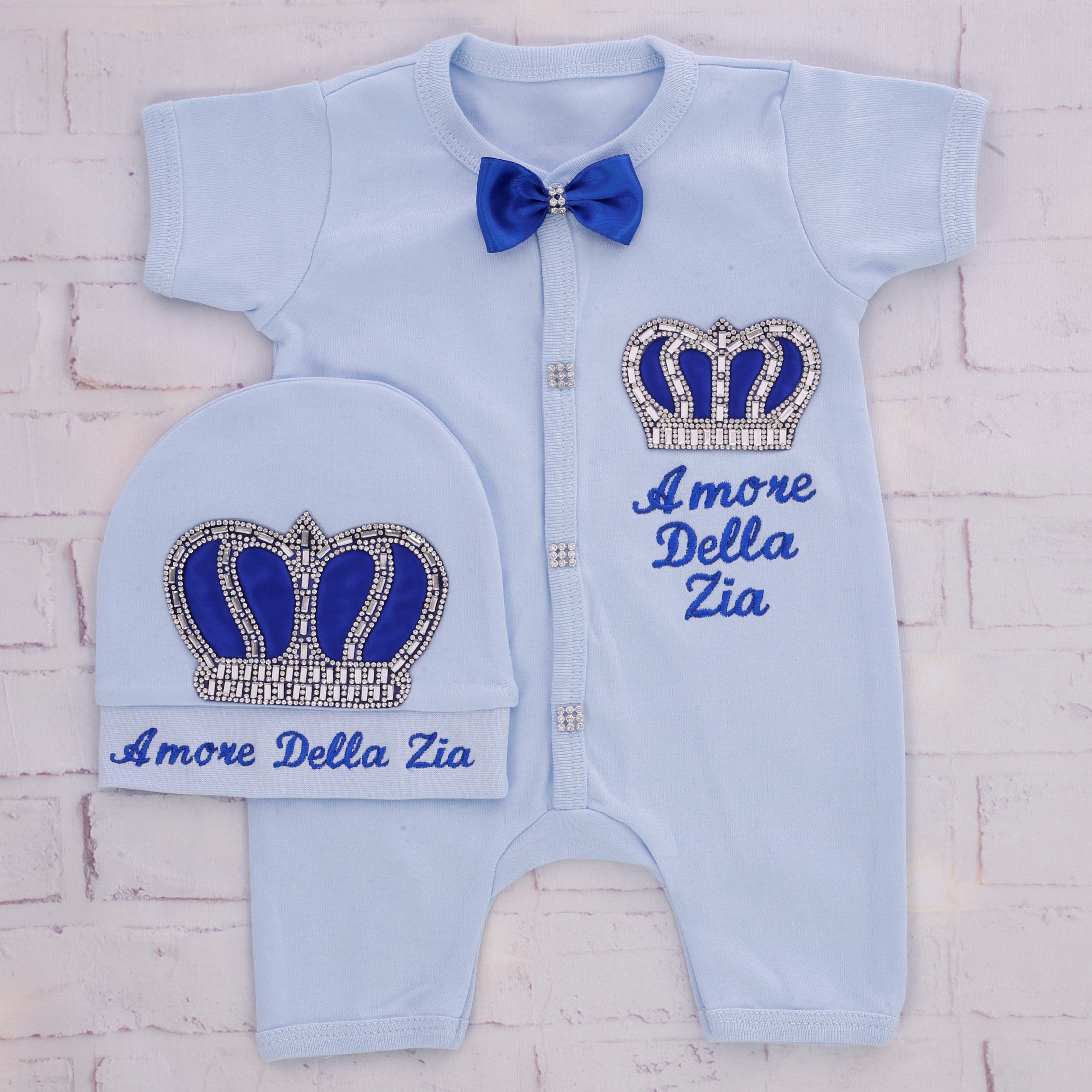 Blue and Silver Crown Baby Set