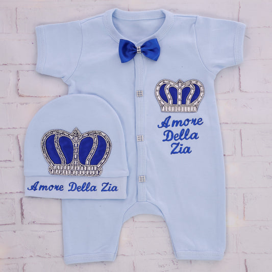 Blue and Silver Crown Baby Set