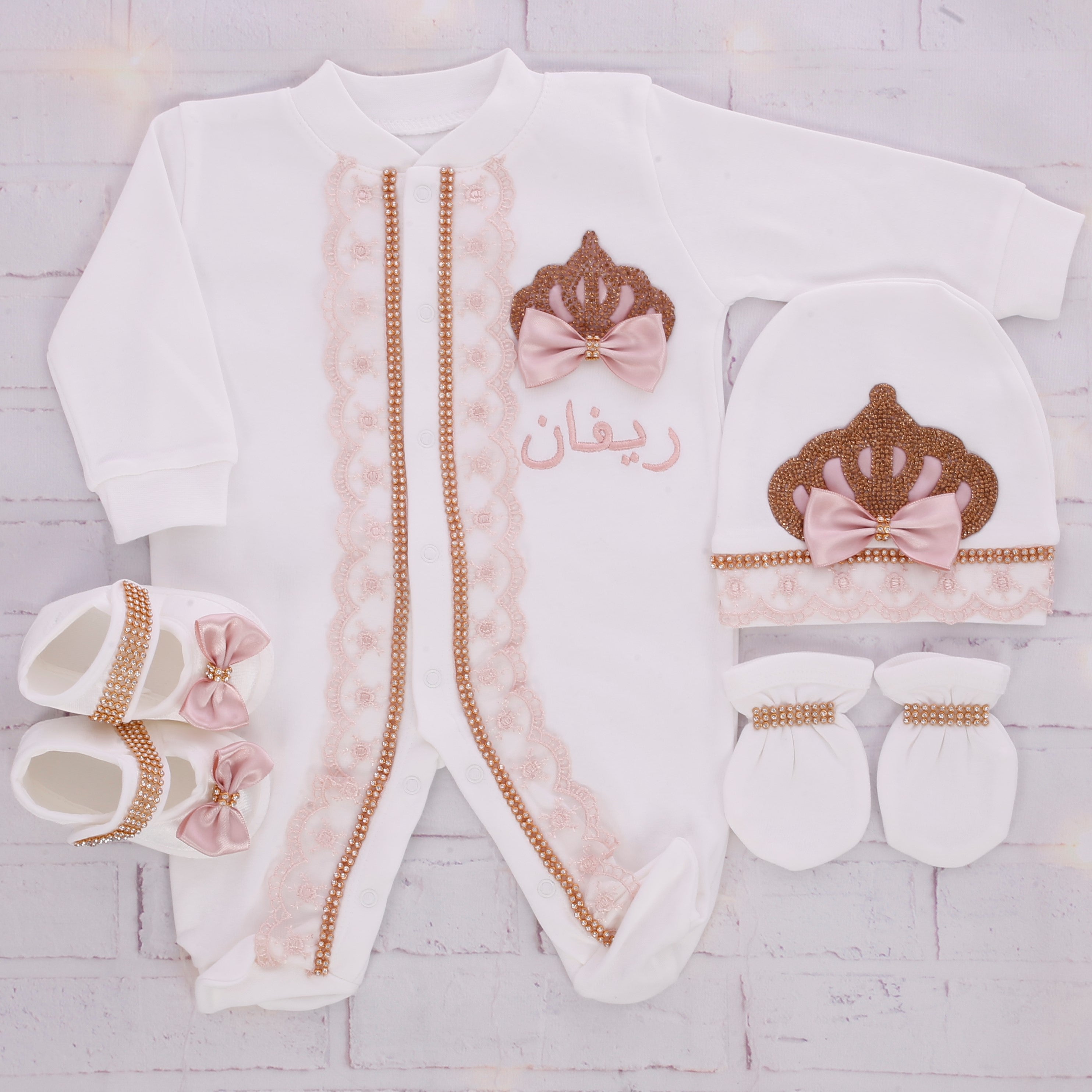 White Graceful Crown Baby Set