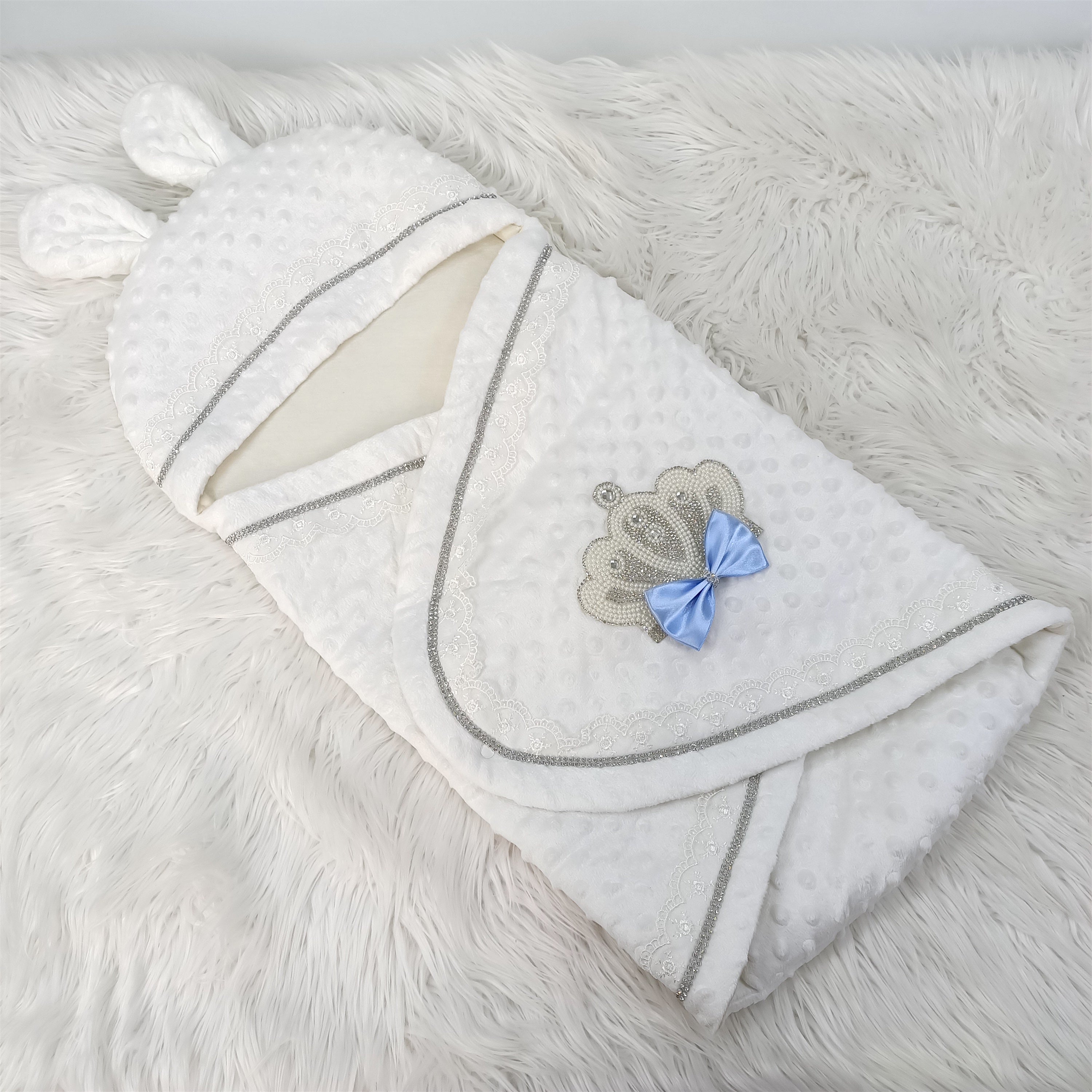 Blue Prince Crown Bow Swaddle