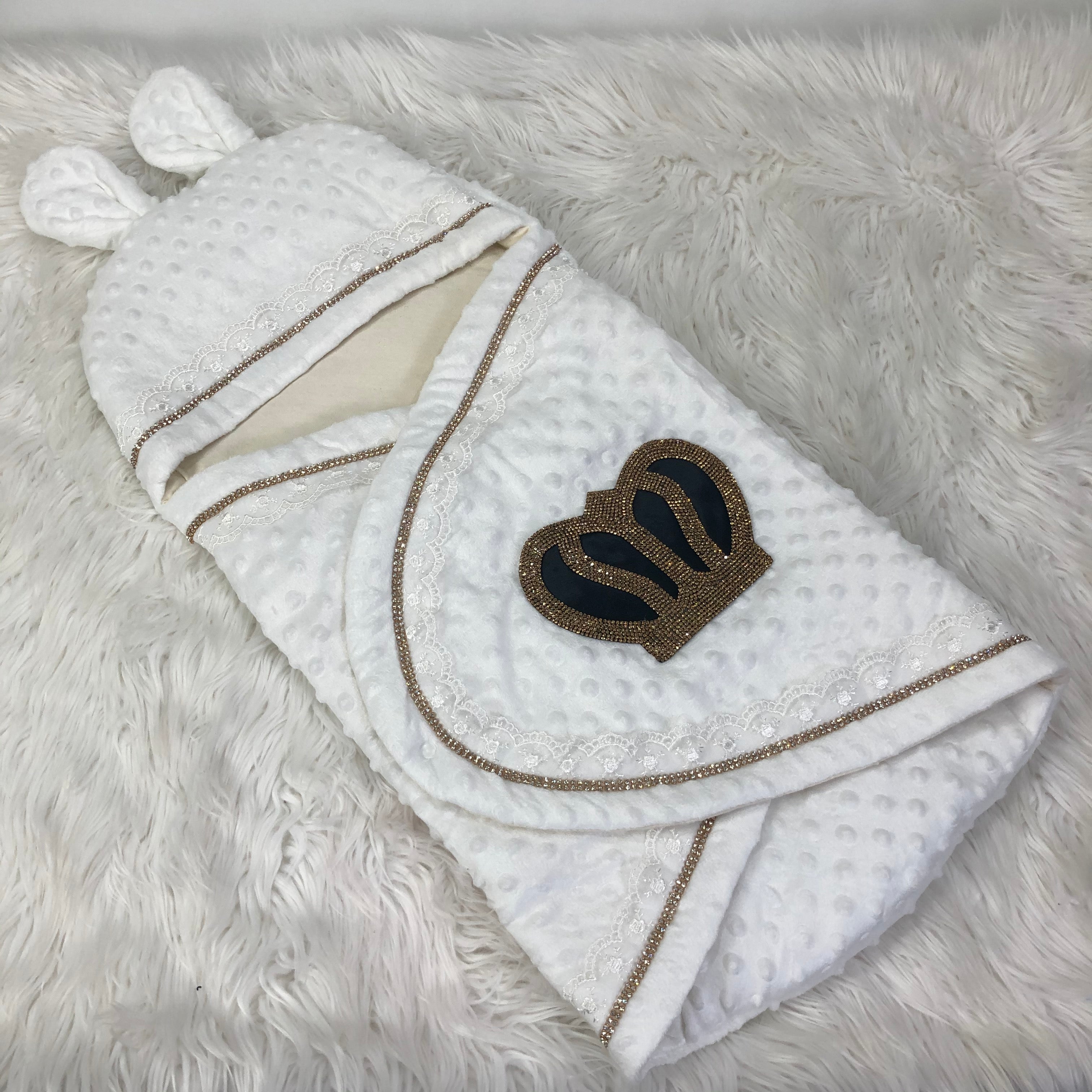 Black and Gold Royal Crown Swaddle