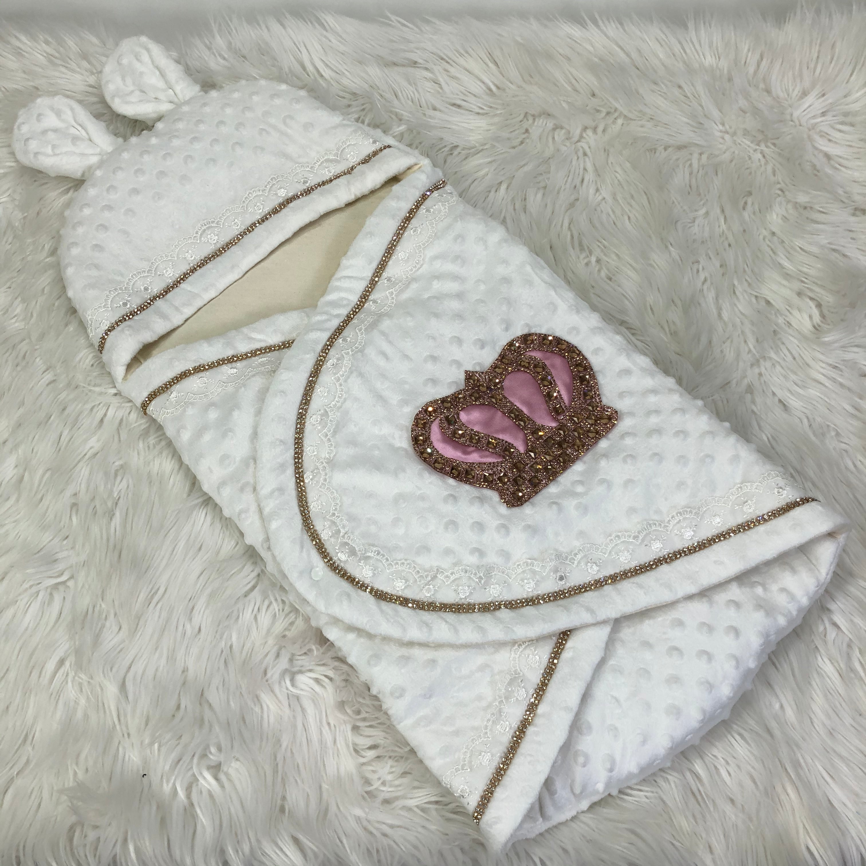 Cute Pink and Gold Crown Swaddle