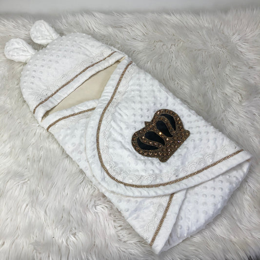 Black and Gold Elegance Crown Swaddle