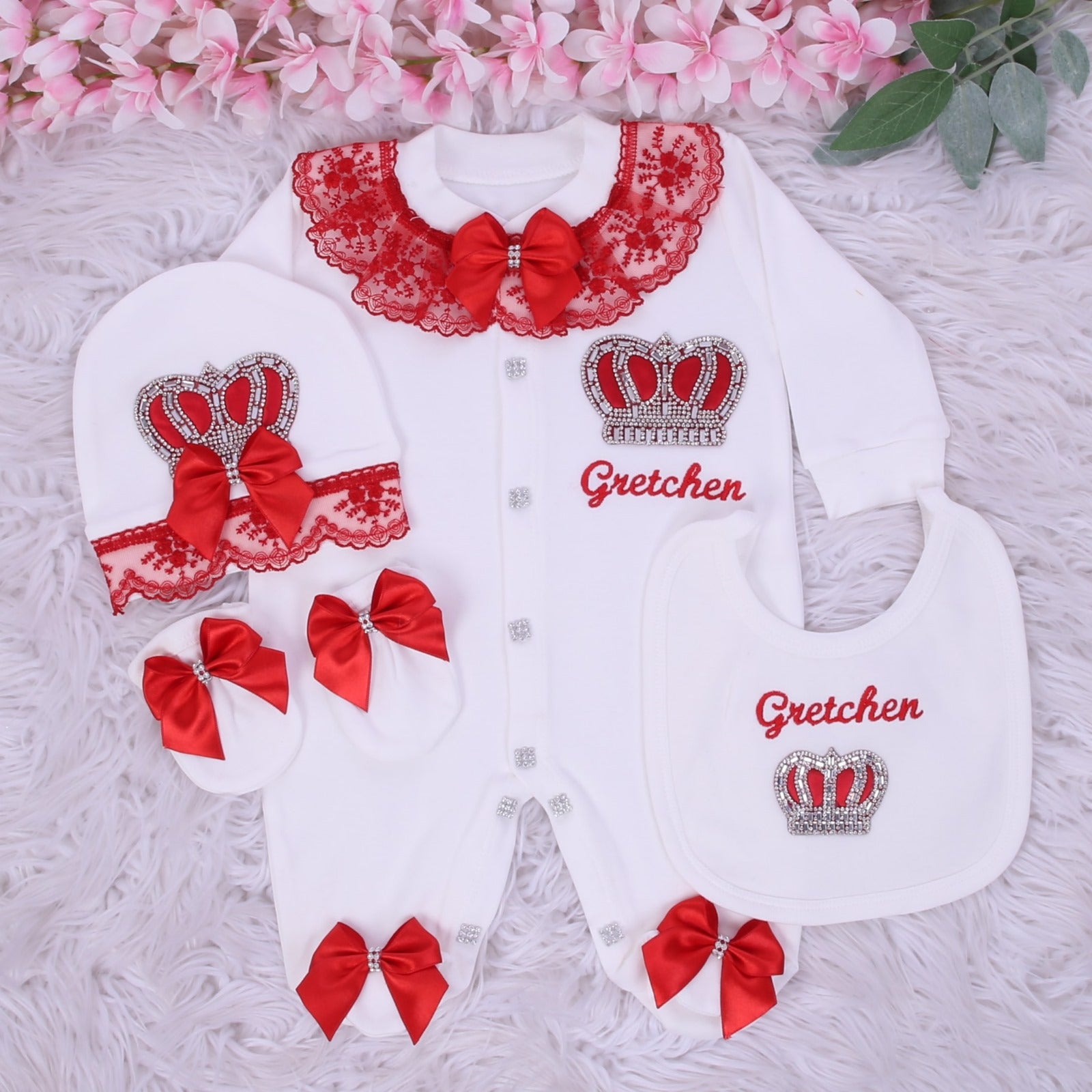 Crimson Tiara Newborn Ensemble Set